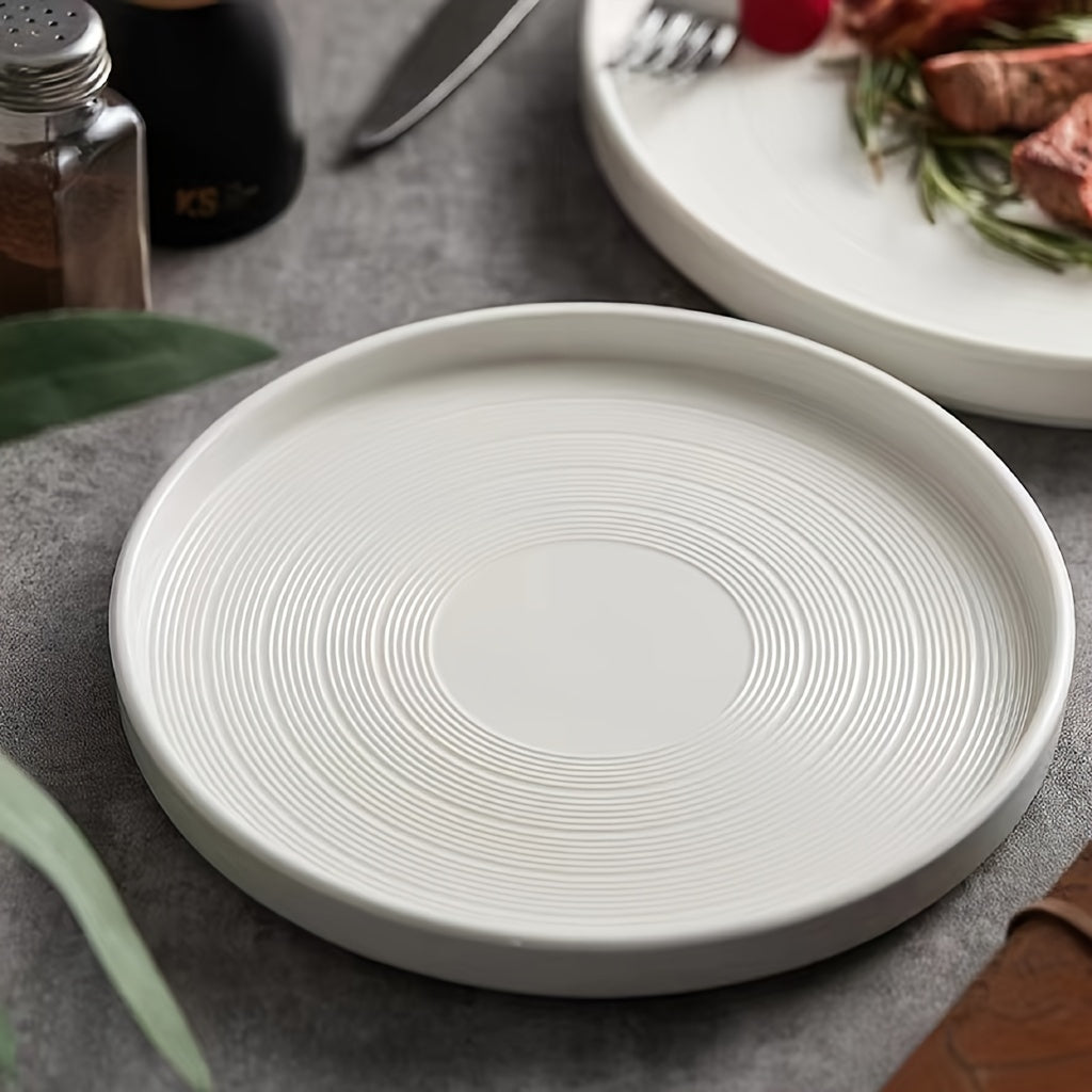 Elegant Hans White Ceramic Steak Pasta Plate Set