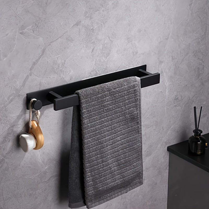 Sleek WallMounted Stainless Steel Towel Rack with Hook