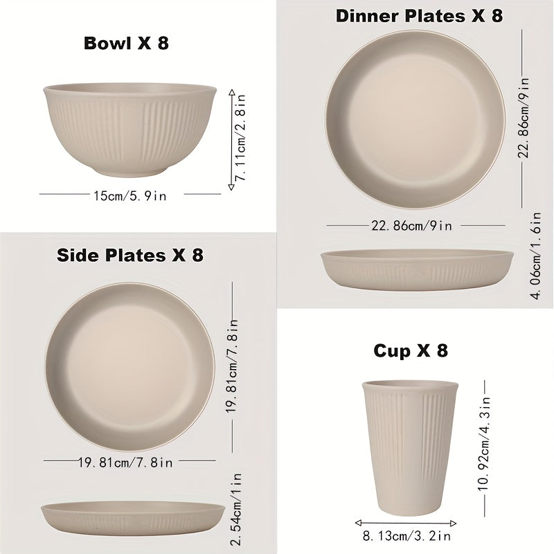 Yuhuphyllic 24Piece Durable Dinnerware Set for Camping Dorms
