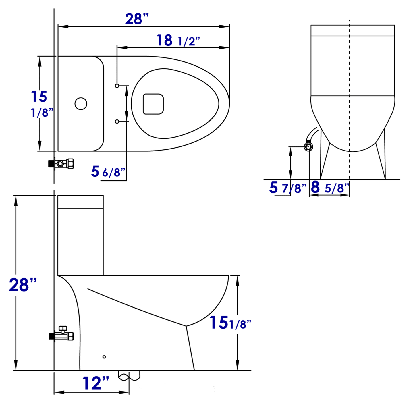 EAGO TB346 MODERN DUAL FLUSH ONE PIECE HIGH EFFICIENCY LOW FLUSH CERAMIC TOILET