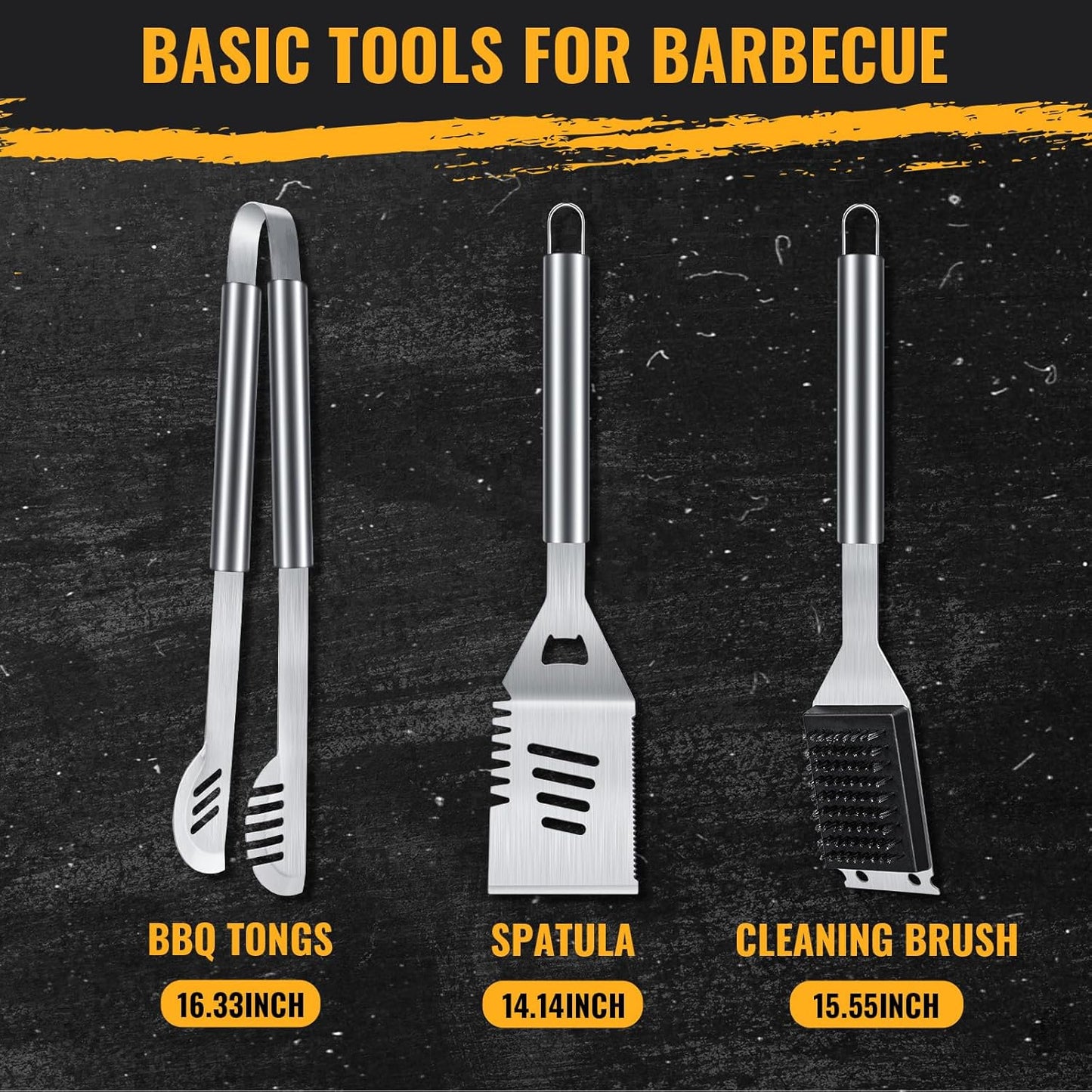 BBQ Tool Grilling Accessories, 16-Inch Stainless Steel BBQ Grill Tools