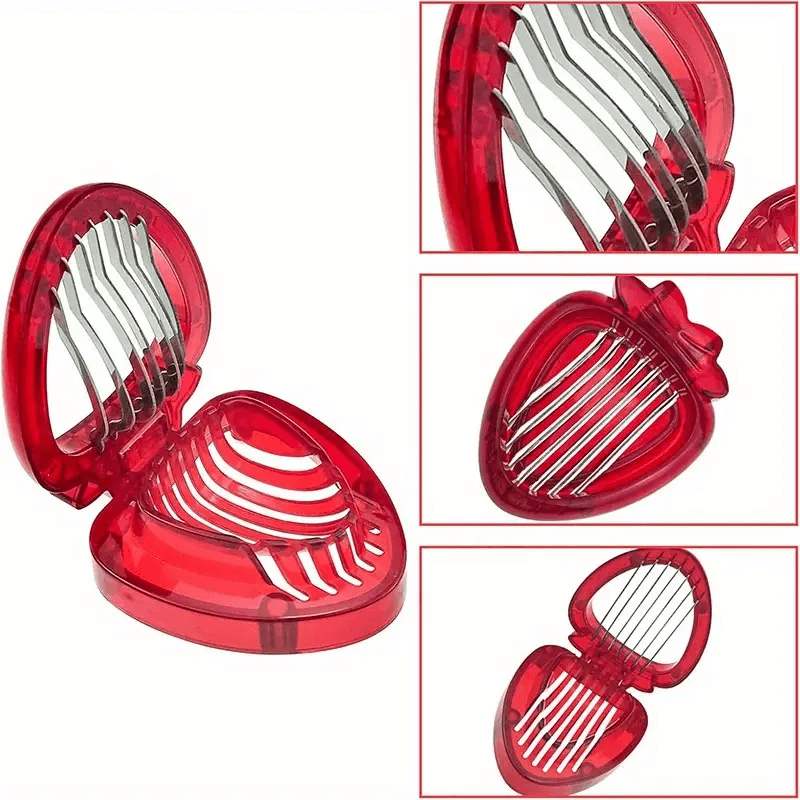 2-in-1 Strawberry Slicer & Stem Remover – Easy Kitchen Fruit Tool for Slicing, Coring & Peeling Berries, Melons & More