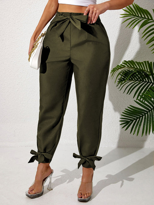 Plus Size Casual Pants with Ankle Strap for Women