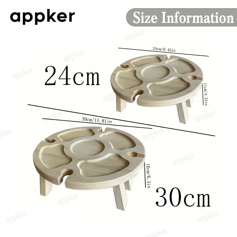 Appker Round Folding Wooden Serving Tray with Legs