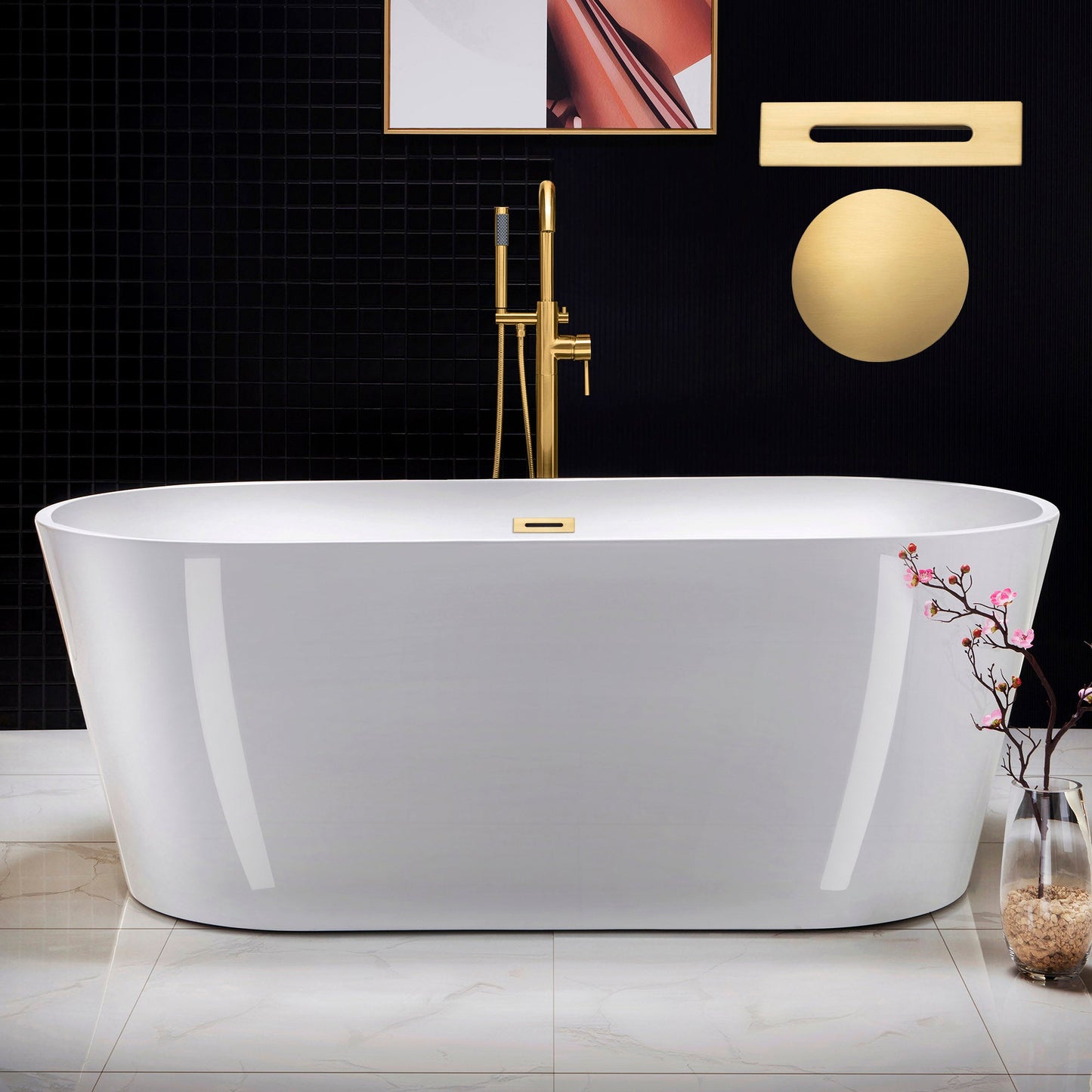 WOODBRIDGE 67" Acrylic Freestanding Bathtub Contemporary Soaking Tub