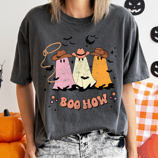 Boo How Ghosts Vintage Halloween Comfort Colors Tshirt
