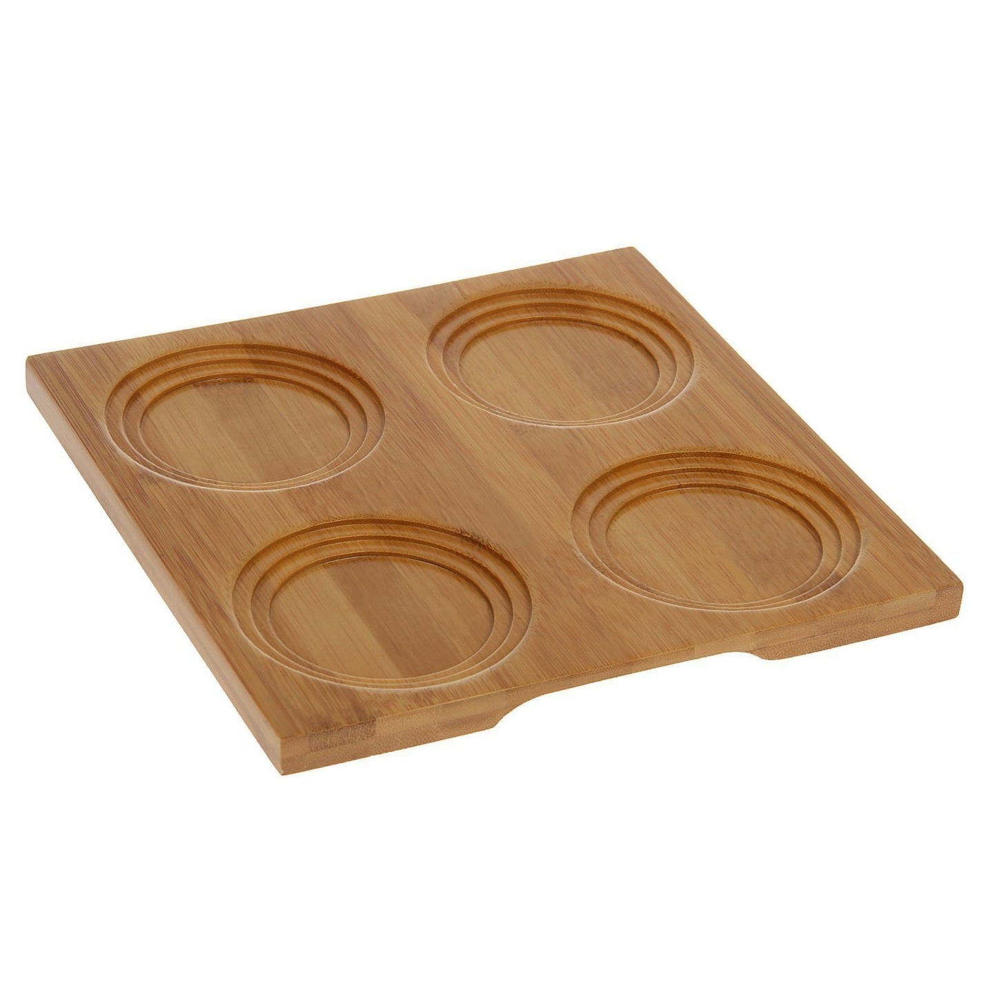 A Set Of A 4 Section Bamboo Tray With 4 Double walled Thermo Glasses | Dinnerware