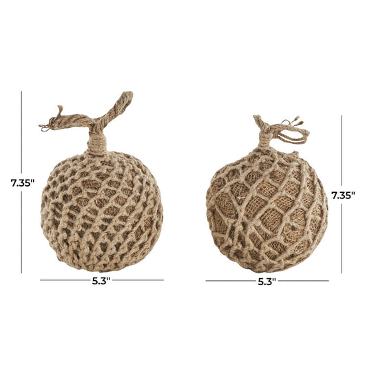 Brown Cement Stone Knot Handmade Woven Layered Orb Decorative Sculpture