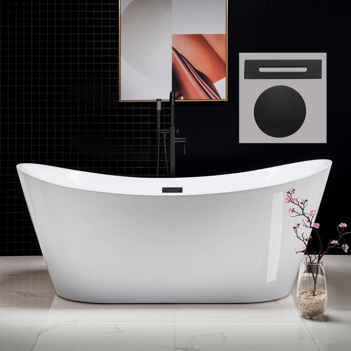 WOODBRIDGE 71" Acrylic Freestanding Bathtub Contemporary Soaking Tub