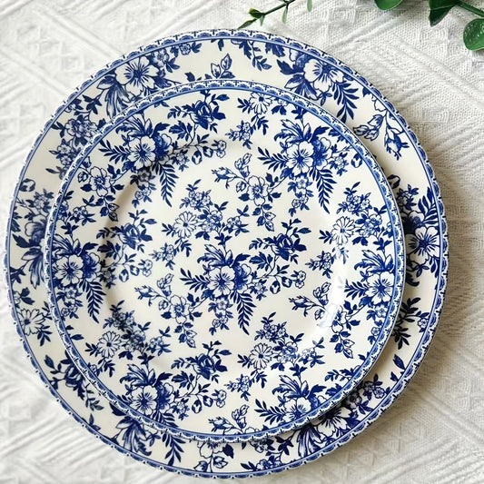 Nordic Blue White Porcelain Dessert Plates Set
