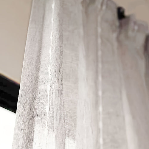 Elegant Embroidered Ball Linen Sheer Curtain for Home
