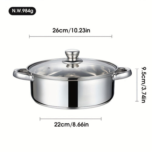 Versatile Stainless Steel Cooking Pot with Lid and Handles