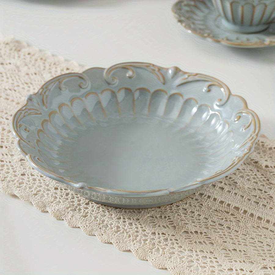Elegant LaceEdged Ceramic Dinnerware Set Versatile Durable