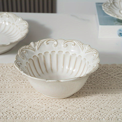 Elegant LaceEdged Ceramic Dinnerware Set Versatile Durable