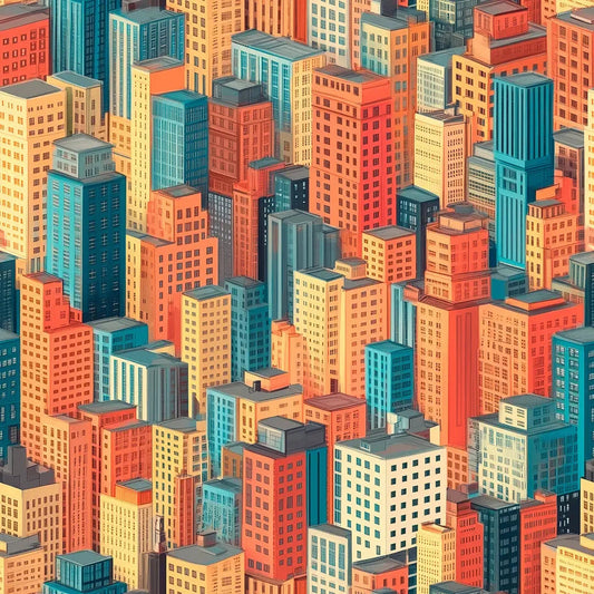 Urban Horizon in Teal & Terracotta