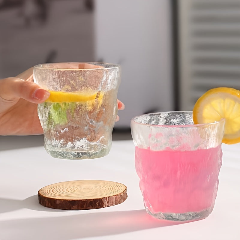 6pcs Glacier Pattern Glass Cup Set - Nordic Style Gradient Frosted