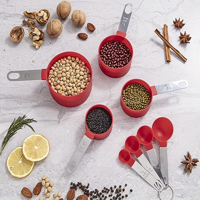 8Piece Multifunctional Measuring Cup Spoon Set with Stainless Handles