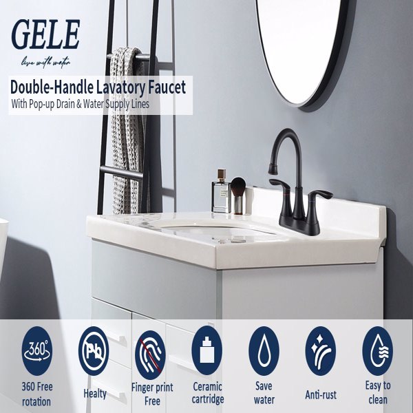 2 Handles 4-inch Oil Wiped Bronze Bathroom Faucet | Faucets | Kitchen + Metal