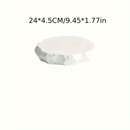 White Ceramic Dinner Plate with Unique Stone Pattern