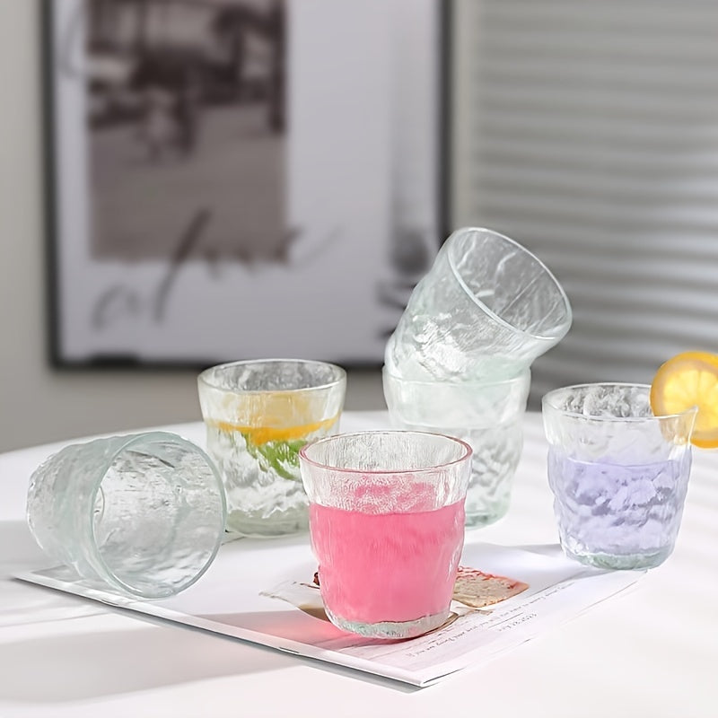 6pcs Glacier Pattern Glass Cup Set - Nordic Style Gradient Frosted