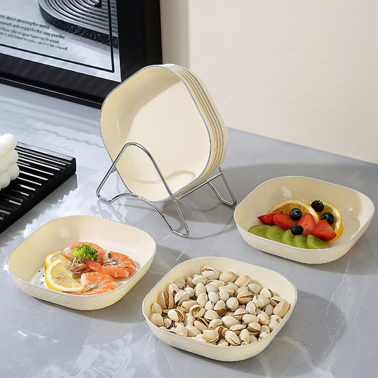 Elegant SilverRimmed Square Plates Set of 4/6 for Entertaining