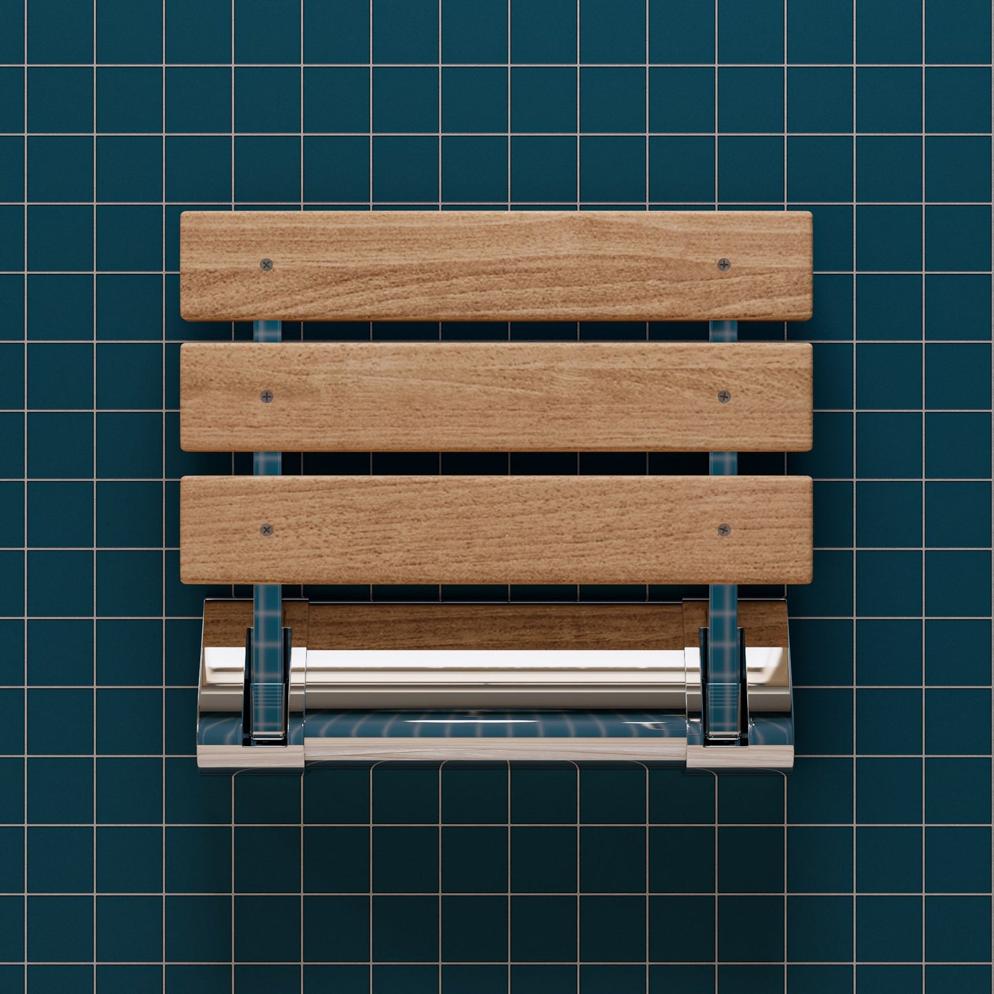 ALFI brand ABS14 14" Folding Teak Wood Shower Seat Bench
