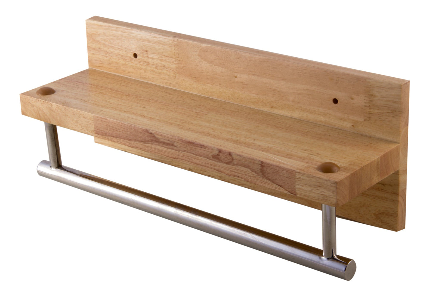 ALFI brand AB5511 16" Wooden Shelf with Chrome Towel Bar Bathroom Accessory