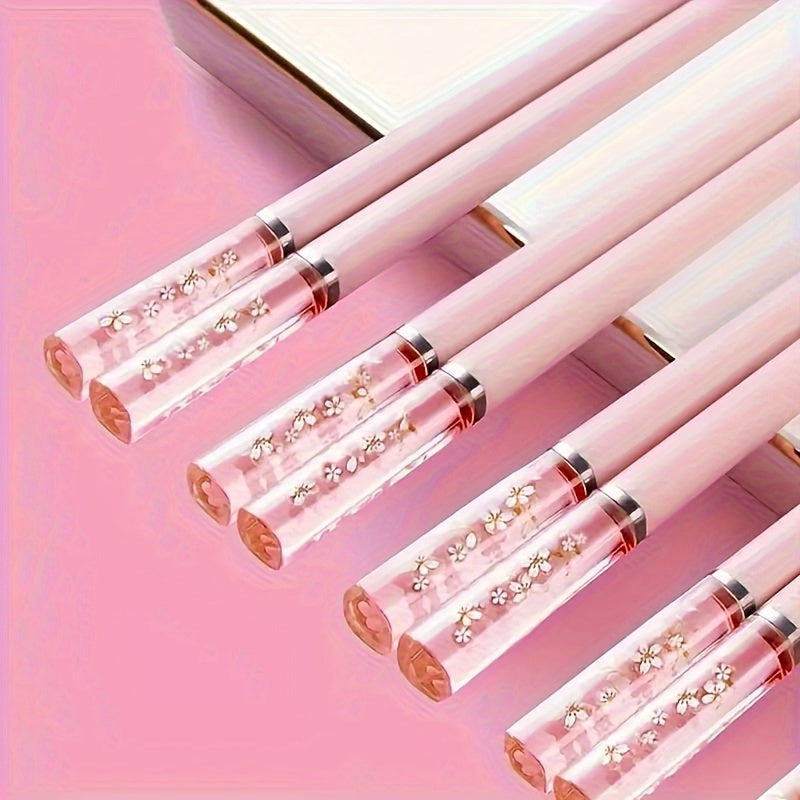 Elegant Pink Cherry Blossom Reusable Chopsticks Set of 5