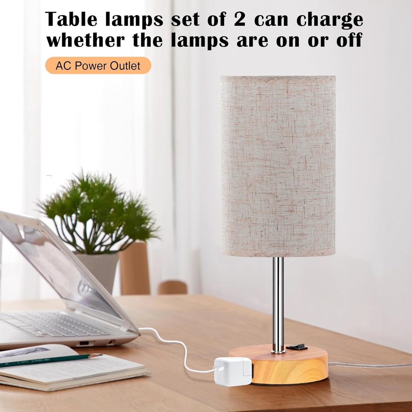 Table Lamp for Bedroom Set of 2, Bedside Small Lamps with 3 Way | Lighting | Kitchen + Metal