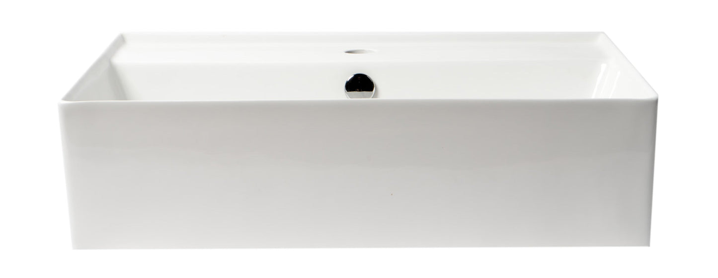 ALFI brand ABC901 24" Modern Rectangular Above Mount Ceramic Sink with Faucet Hole
