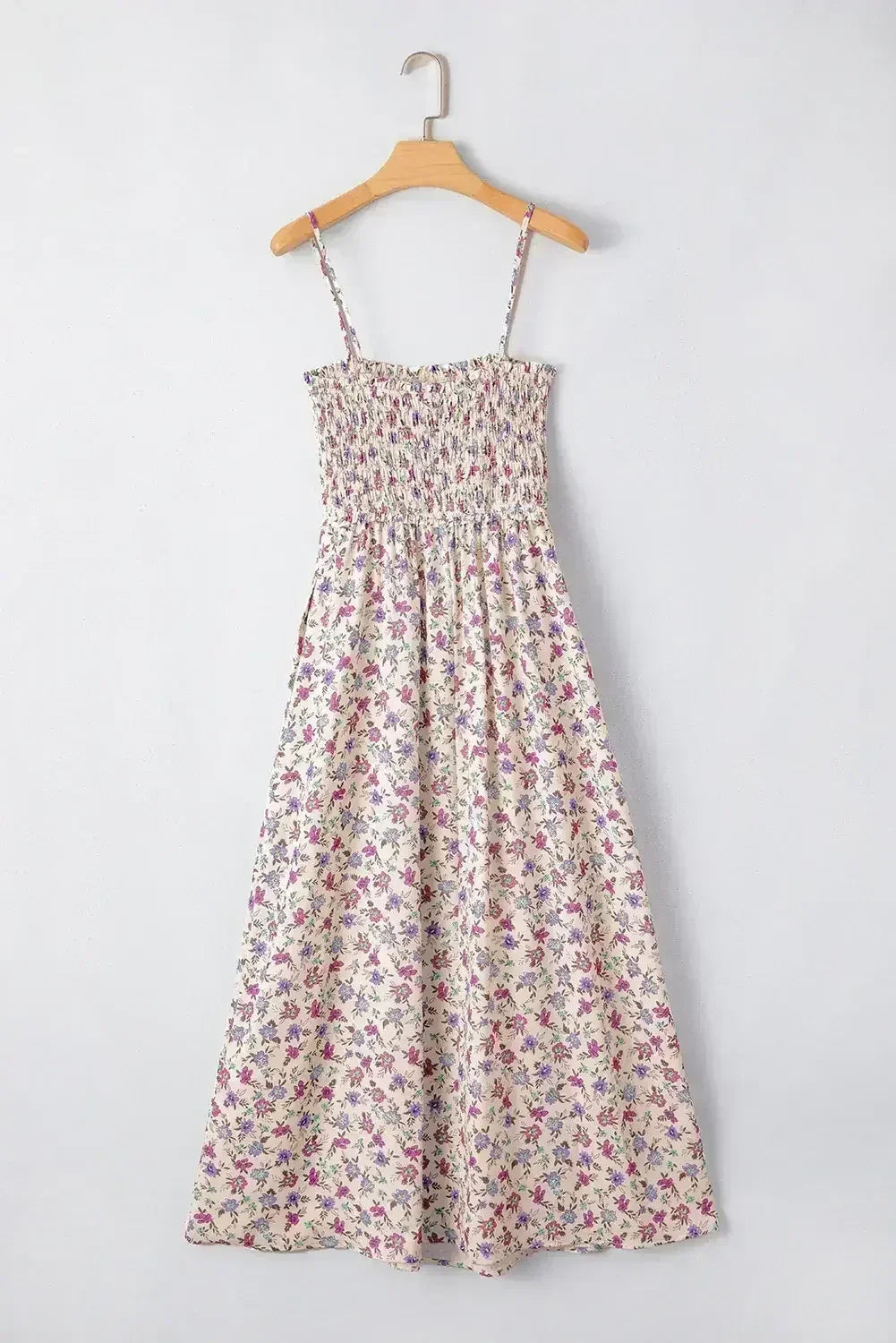 Multicolour Boho Floral Print Spaghetti Strap Flare Midi Dress