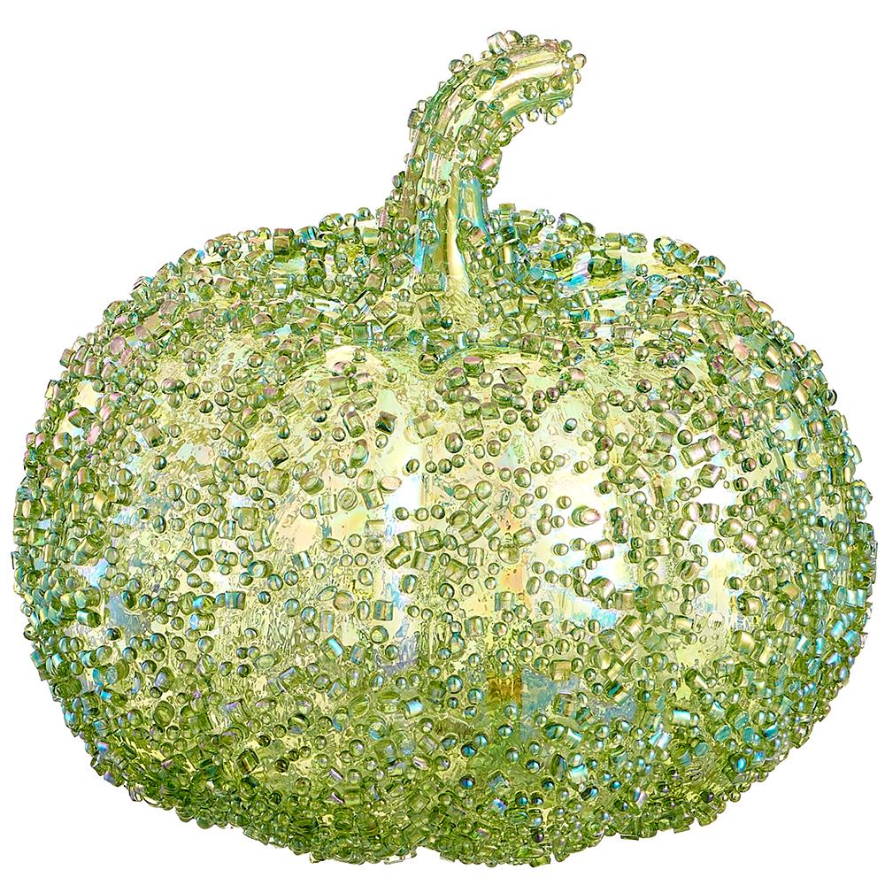 Halloween Carnival - 6" Beaded Pumpkin Green