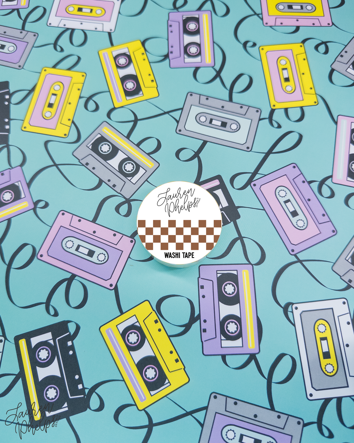 Chocolate Retro Checker 15mm washi