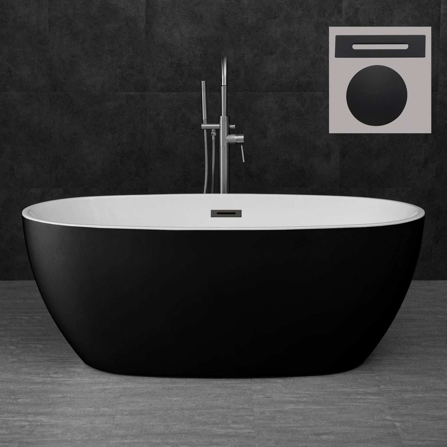 WOODBRIDGE 59" Acrylic Freestanding Bathtub Contemporary Soaking Tub
