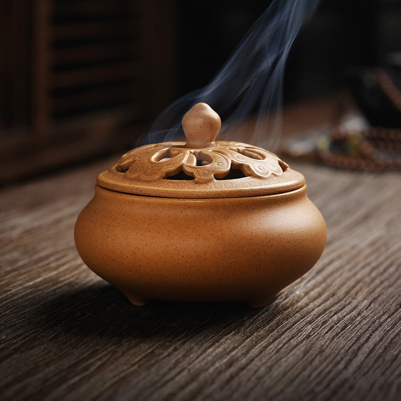 7-Color Retro Ceramic Incense Coil Burner Decoration