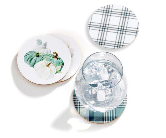 Cork Back Pumpkin Coasters- Set of 4