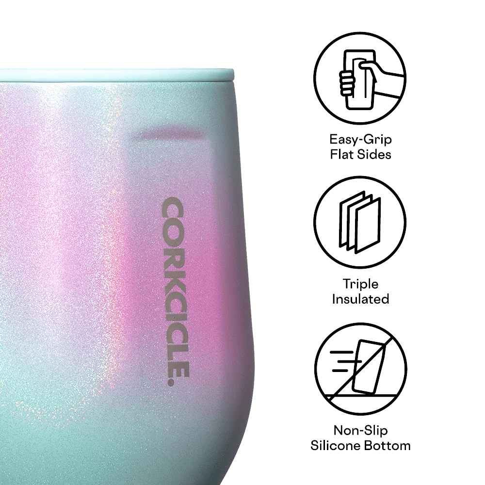 Corkcicle Stemless 12 oz Wine - Pink & Teal Shimmer