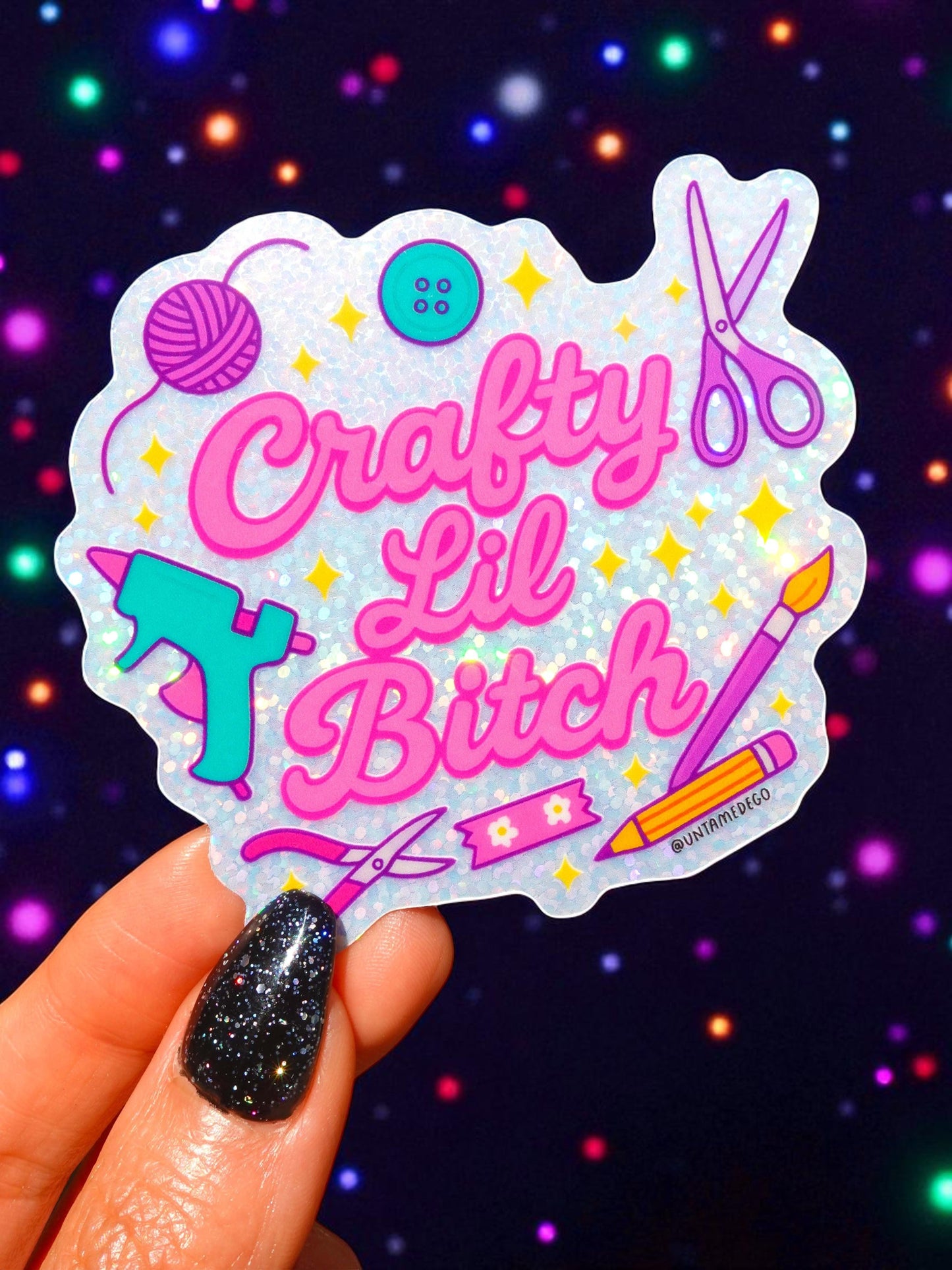 Crafty Lil Bitch- Glitter Holographic Sticker