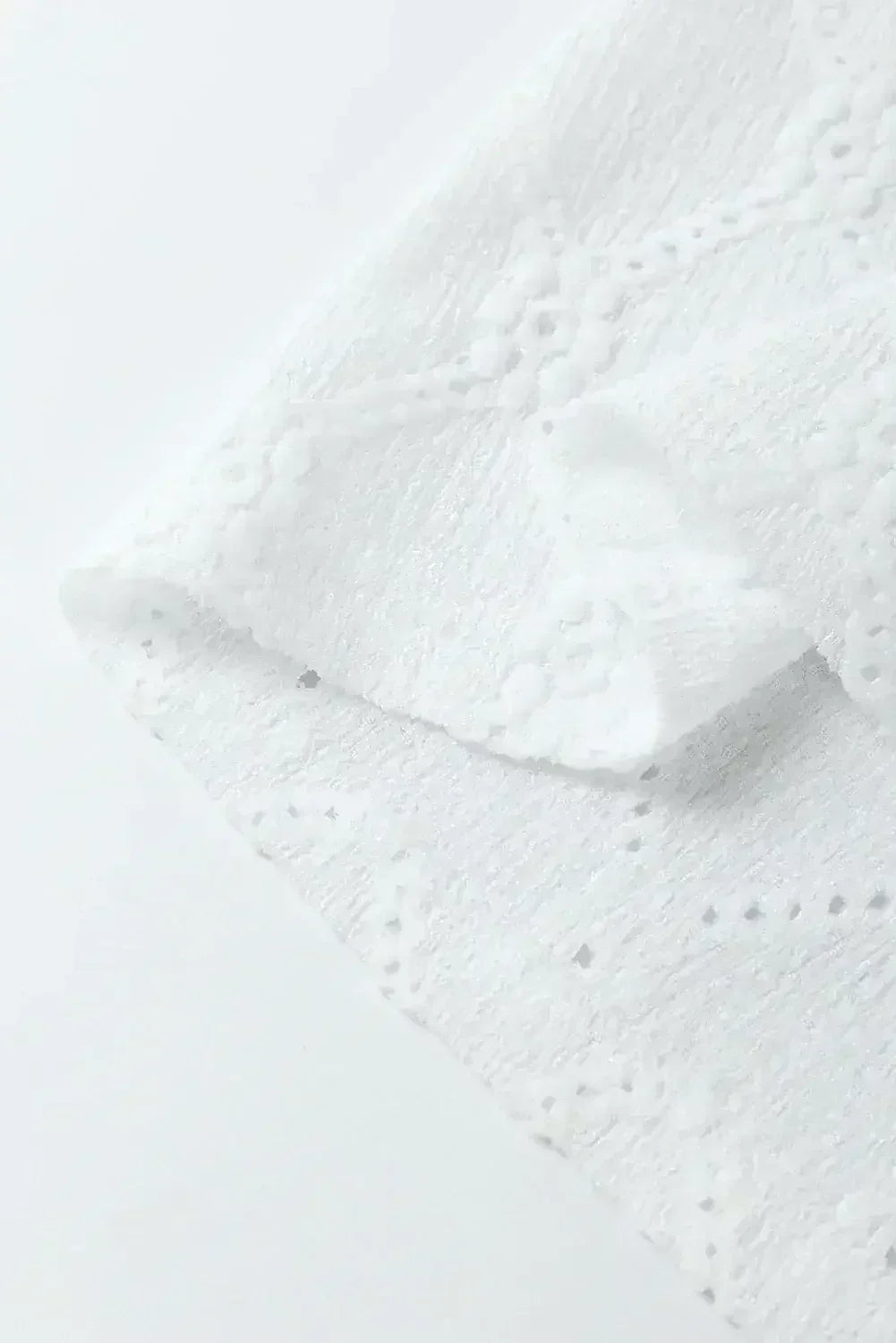 White Embroidered Floral Geometric Button Short Sleeve Top | Femstylo