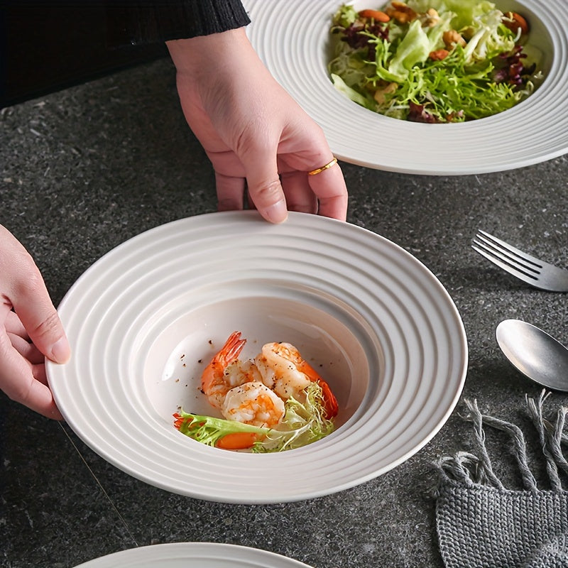 Elegant White Ceramic Salad Plates for Home Restaurant