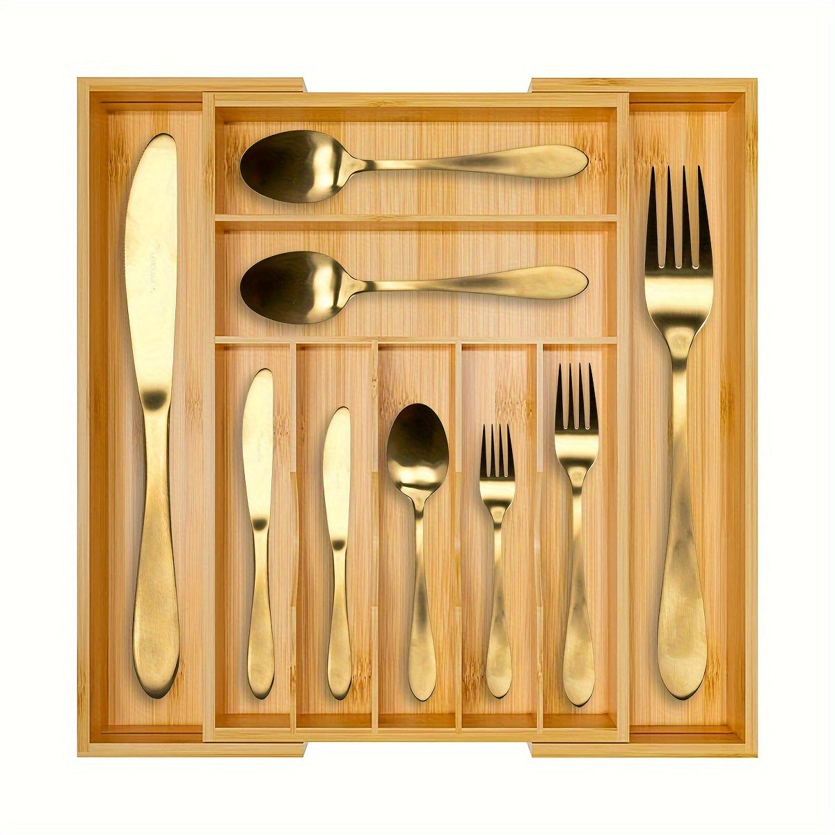 Bamboo Silverware Organizer - Expandable Kitchen Drawer and Cutlery | Silverware | Kitchen + Metal