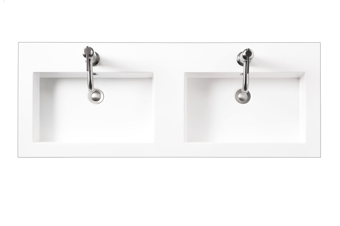 Composite Countertop 47" W x 18" D Sink (Double Basins), White Glossy