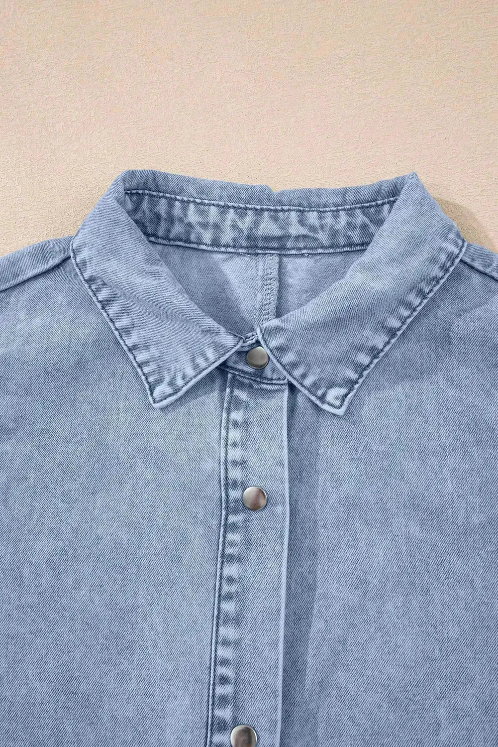 Beau Blue Ruffle Sleeve Button Down A-line Mini Denim Dress