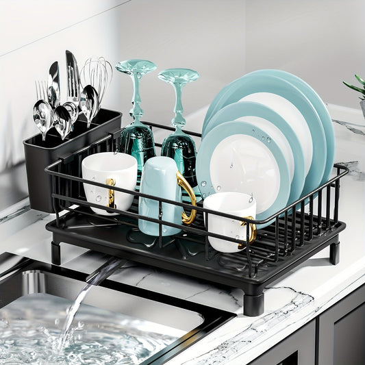 Dish Drying Rack with Drainboard and Drip Line