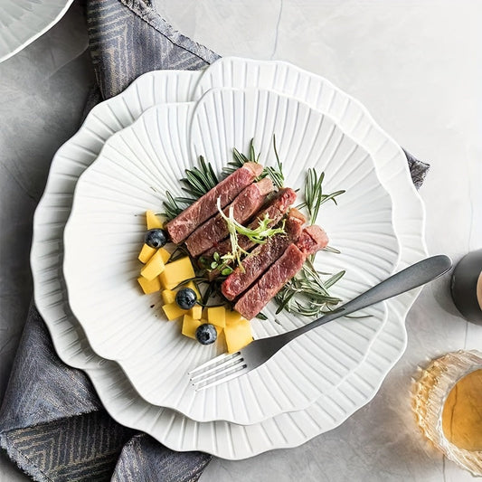 Premium White Ceramic Dinner Plates for Gourmet Dining