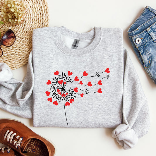 Dandelion Hearts, Flower, Sweatshirt, Valentine's Day