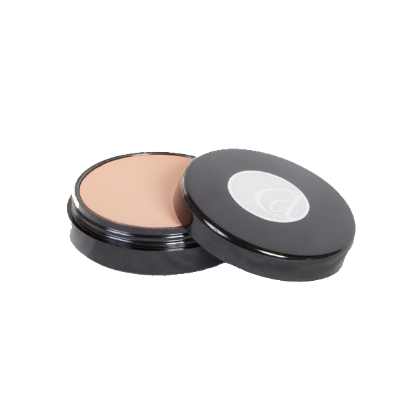 Compact powder in a black case on a white background