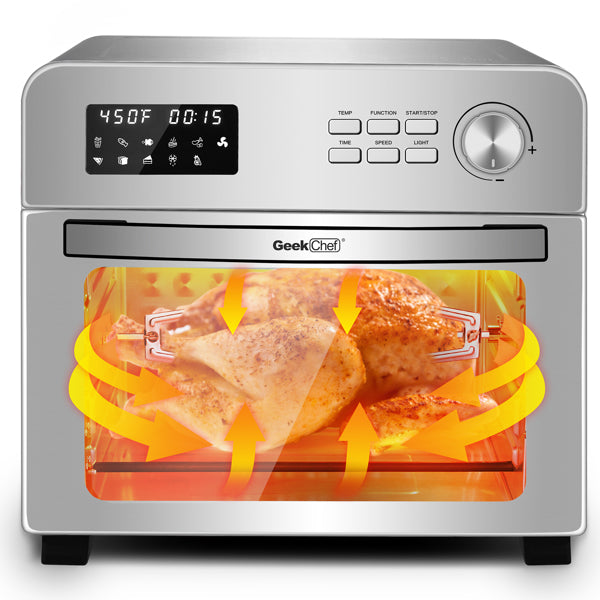 Air Fryer Toaster Oven LCD Countertop with Rotisserie and Dehydrator | Toasters| Kitchen + Metal