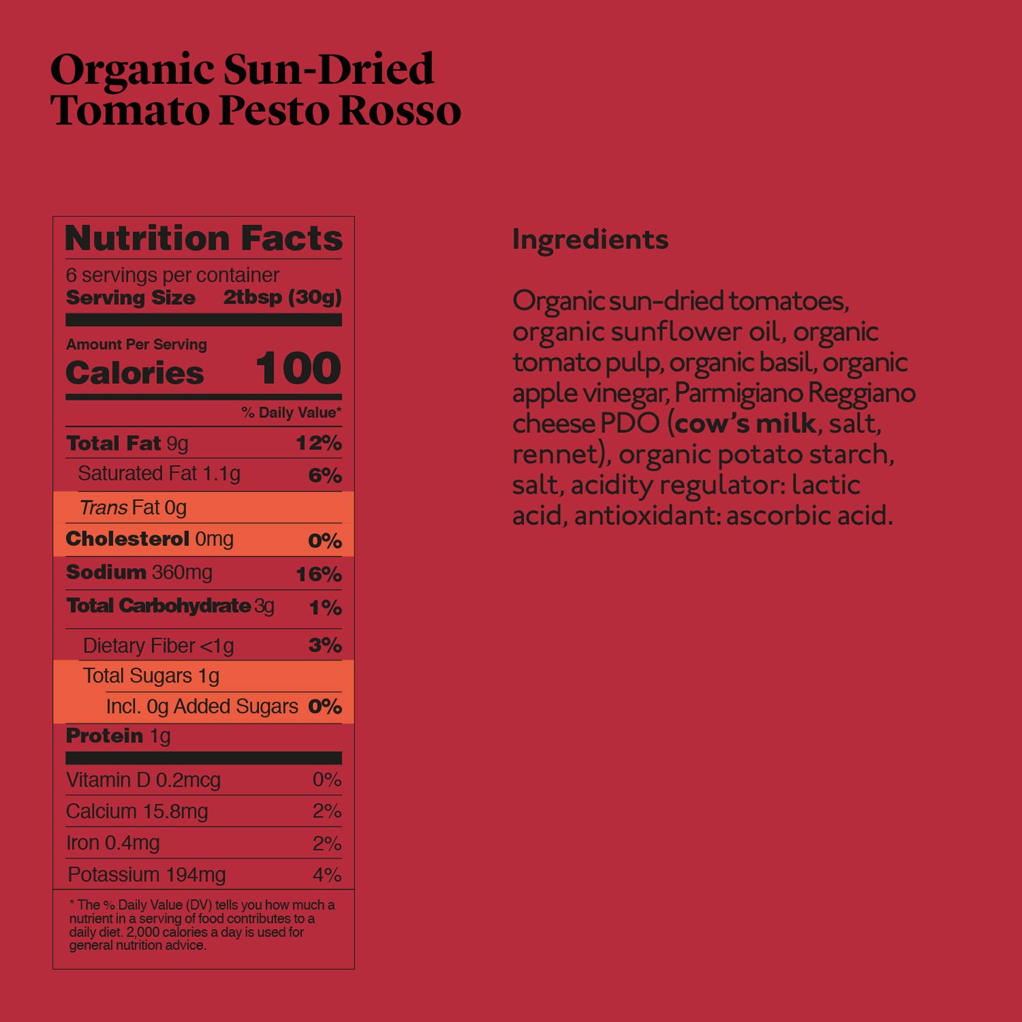 Delicious & Sons Organic Sun-Dried Tomato Pesto Rosso 6.70 oz. | Kitchen + Metal