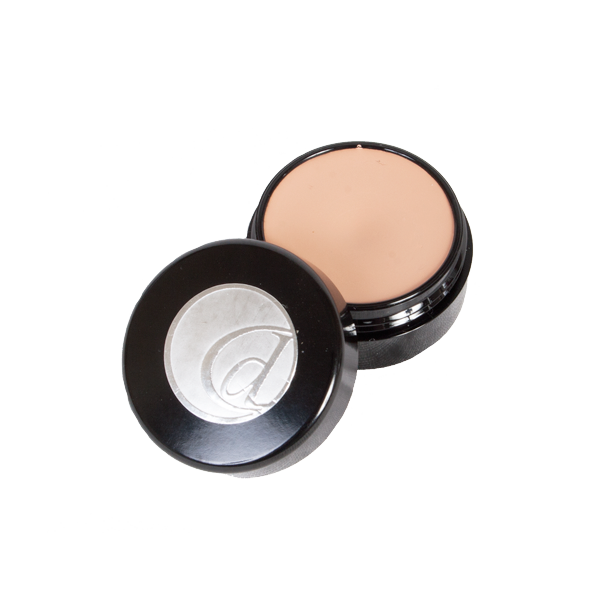 Compact powder in a black case on a white background